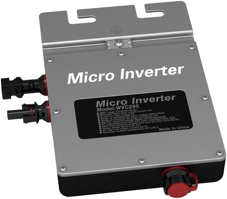 WVC295 200-300Watt Waterproof Wide Voltage Inverters Solar Grid-tie Micro Power Inverter Converter Pure Sine Wave Output Inverter Charger (Input 17-50V DC, Output 80-160V AC)