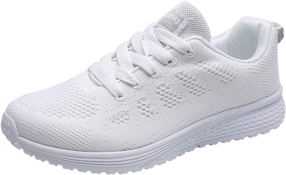 YouecciWomen Lightweight Walking Shoes Ladies Lace Up Sneakers Mesh Go Running Trainers Low Top Breathable Athletic Walk Gym Shoes Sport Run