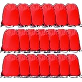 CODOBON 20 Pcs Drawstring Bags, Bulk Draw String Backpack, Cinch Polyester Bag for Gym Sport, Red