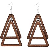 Fuvirou Boho Triangle Wood Earrings Personality Geometric Wooden Earrings Jewelry Gifts For Women Girls