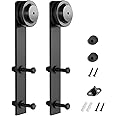 SMARTSTANDARD Sliding Barn Door Hardware Hangers 2pcs (Black) (I Shape Hangers)