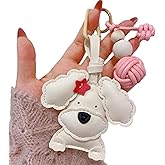 HeriNova Leather Poodle Dog Bag Charms Cute Keychains DIY Craft Kit(no glue)