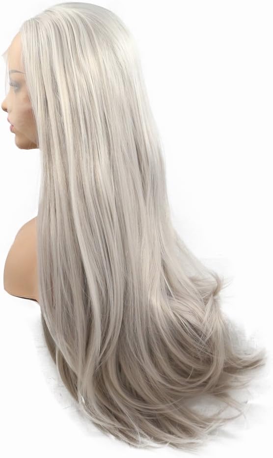 Ash Blonde Synthetic Wig Natural Blonde Lace Front Wigs for Women Long Heat Resistant Fiber Daily Wear Hair - Image 4