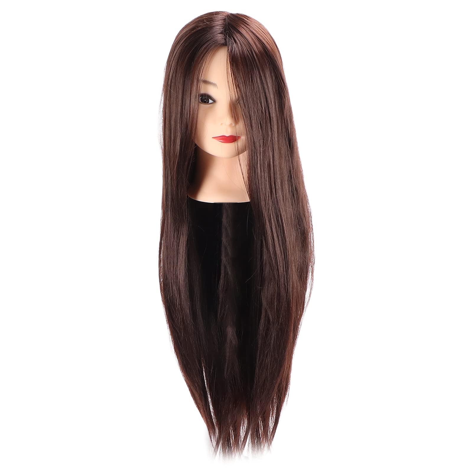 Hair Mannequin Head, Dark Brown Hair Mannequin Hairdresser Head Hair Styling Head Hairdressing Mannequin Head with Makeup for Hair Salon Beauty School