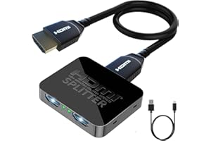 HDMI Splitter 1 in 2 Out Duplicate/Mirror Only[with 4FT HDMI Cable], 4K HDMI Splitter UltraHD 4K@30 Hz 1x2 Supports 3D Full H
