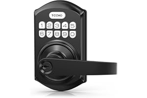TEEHO TE004 Keyless Entry Door Lock with Handle, Electronic Keypad Lock, Digital Front Lock Set, Auto-Locking, Anti-peep Code Door Lever, Matte Black