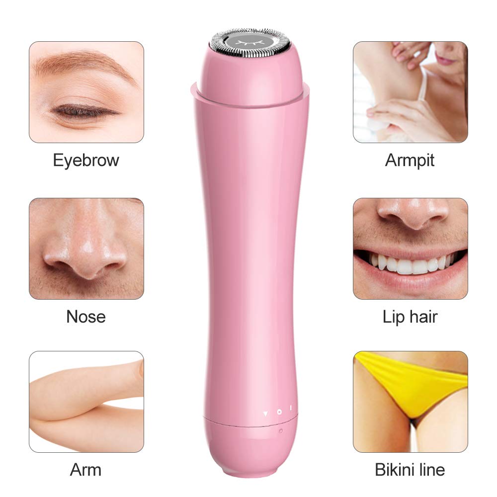 Queenwill Womens Facial Hair Remover Electric Facial Hair Razor for Women Portable Mini Hair Body Shaver Razor Painless Hair Removal Tool