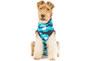 Suitical Recovery Suit for Dogs | Spay and Neutering Dog Surgery Recovery Suit for Male or Female | Soft Fabric for Skin Conditions | M+ | Neck to Tail 24.0”-28.3” | Blue Camouflage