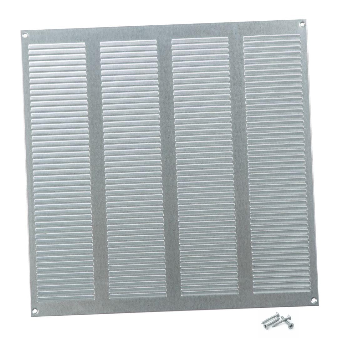 Steinberg14 Galvanised Steel 400x400mm Air Vent Cover with Insect Mesh - 16x16 inch Ventilation Grille - Air Vent Register for Walls and Ceilings - Ventilation Cover for Outdoor and Indoor