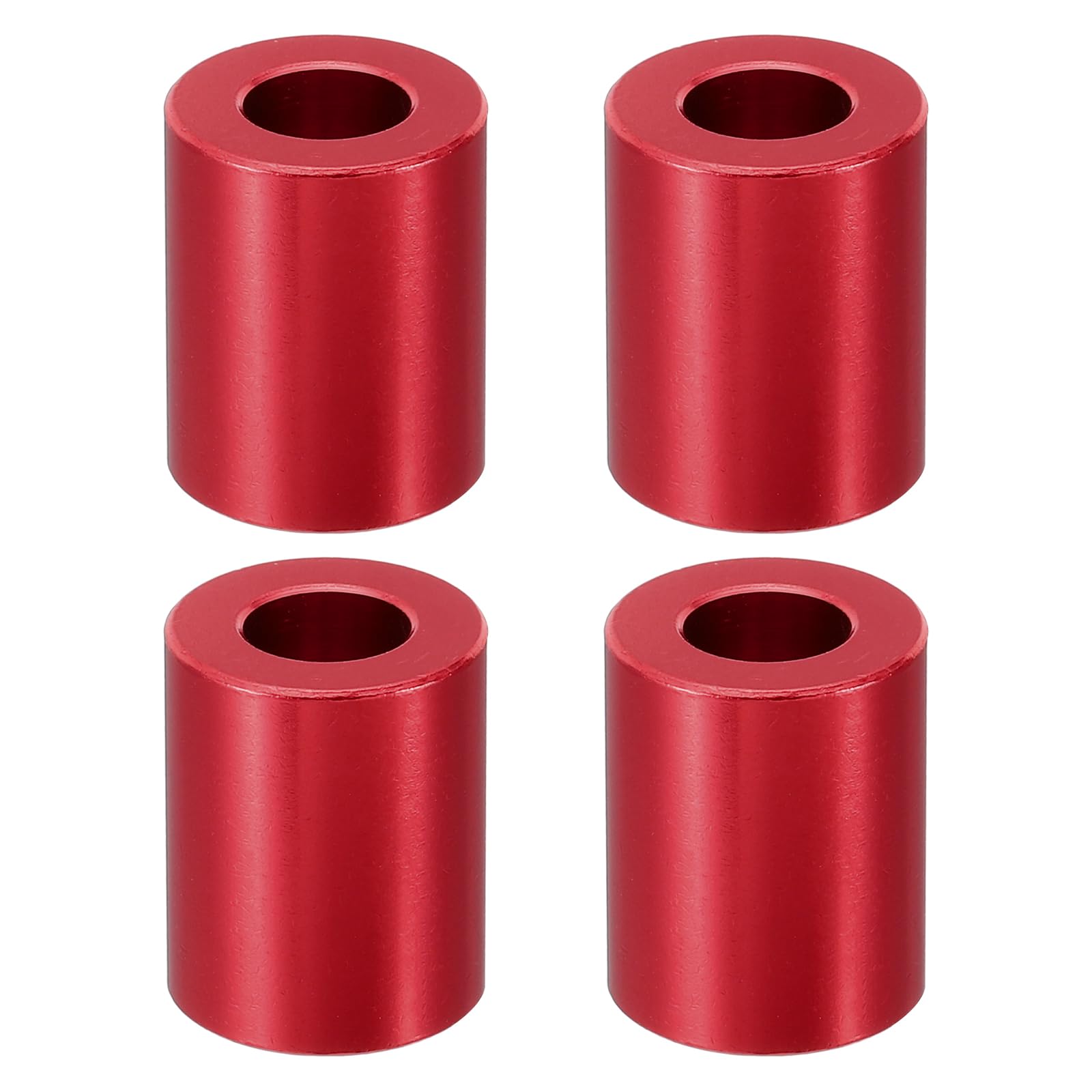 PATIKIL M8 Aluminum Spacer, 4 Pcs Metal Spacers Aluminum 8.2mm ID x 16mm OD x 20mm L Aluminum Spacer Screw Standoff Round for 1/3in or M8 Screw Bolts, Red