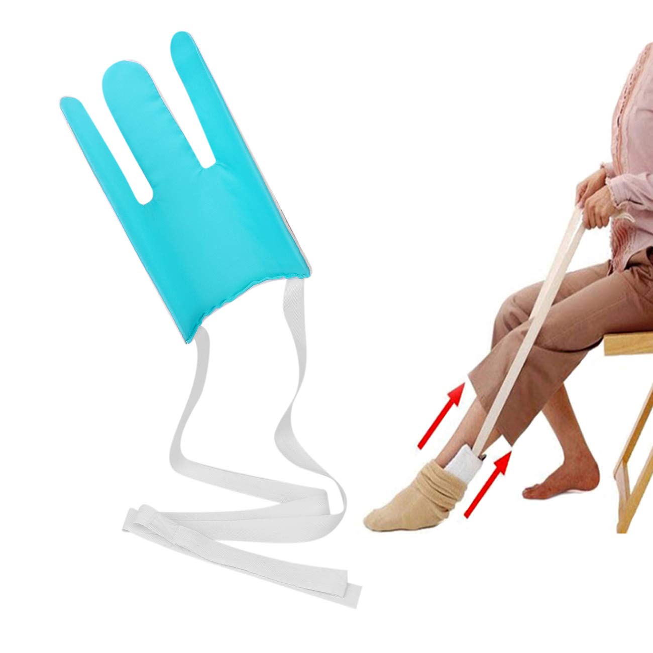 IBLUELOVER Elderly Sock Aid Easy On Easy Off Sock Slider Helper Flexible Socks Puller Dressing Assist Device for Seniors Disabled Pregnant Women Arthritis and Diabetic Sufferers