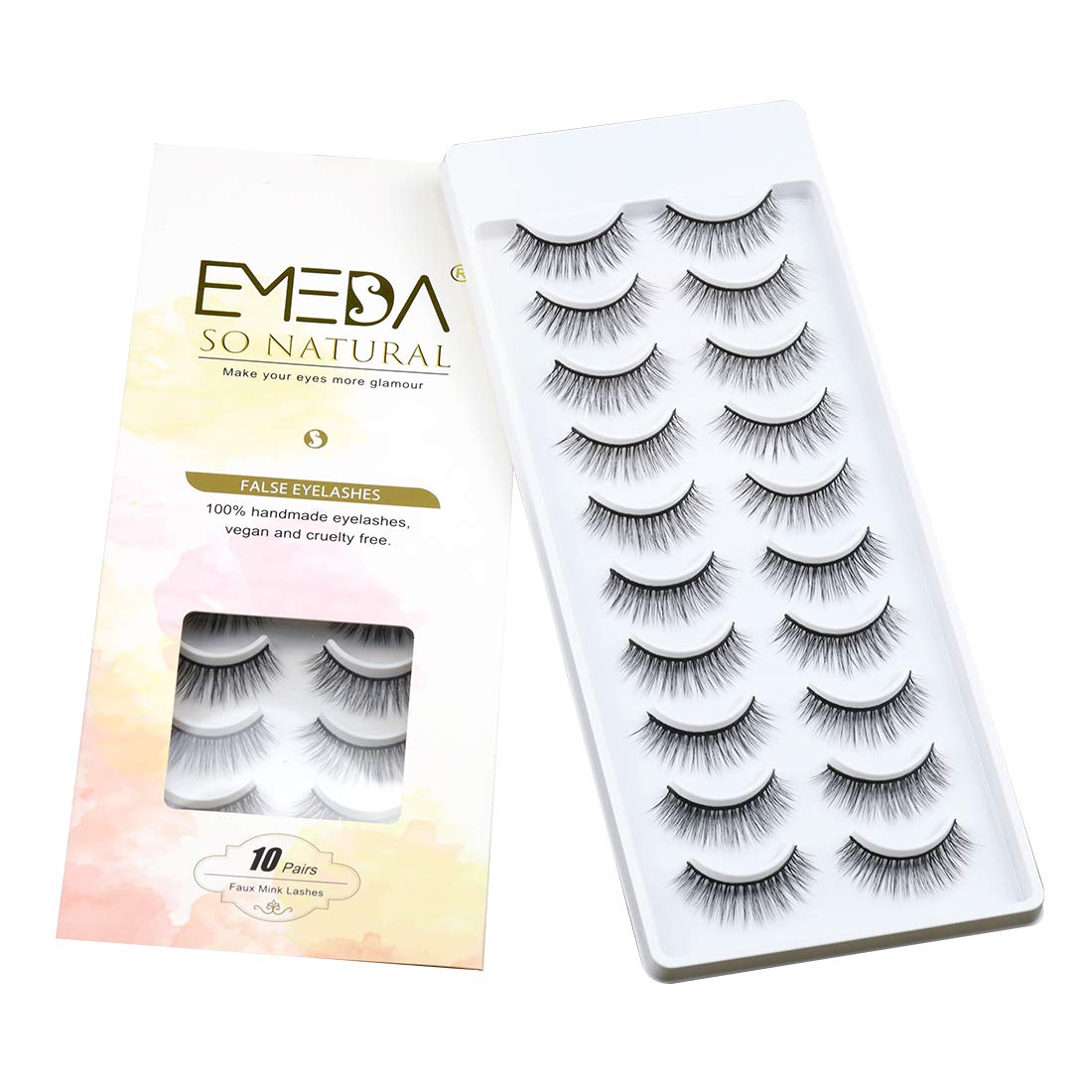 False Eyelashes Natural Look 3D Short and Soft Fake Eyelashes Faux m ink Lashes Fluffy And Wispy Eye Lashes 10 Pairs 100% Handmade Fake Lashes 1 Pack (SP25)