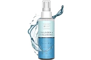 Clear Beauty Hyaluronic Acid & Collagen Face Mist - Dermatologist Tested, Moisturizes & Tones Skin, Anti-Aging, Natural Ingredients, Cruelty-Free, 95% Natural - All Skin Types - 4 OZ