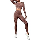ZMTTO Workout Sets for Women 2 piece Seamless High Waisted Leggings with Slim Long Sleeve Top Matching Gym Outfits