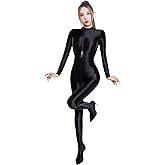 xinxinyu Women's Sheer Shiny Front Zipper Zentai Suit - High Elastic Full Body Catsuit for Yoga, Dance and Festival Outfit