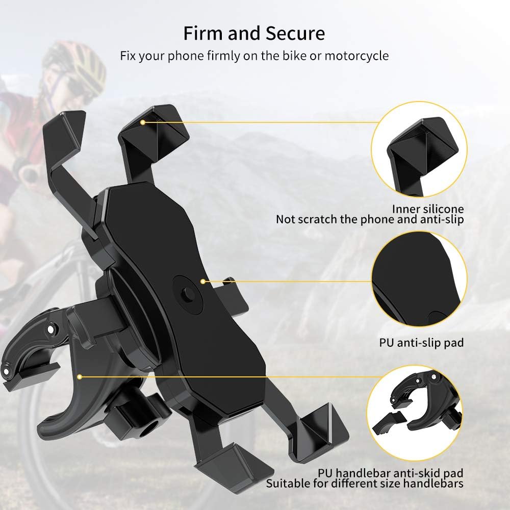 Extractme Anti Shake Bike Phone Mount, 360° Rotation Bicycle & Motorcycle Phone Mount Holder, Universal Motorcycle Cell Phone Holder for Any Smartphone GPS Etc Devices Between 4.0 and 6.5 inches: Automotive