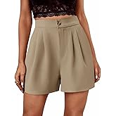 Febriajuce Women High Waisted Dressy Shorts Wide Leg Summer Casual Flare Short Pants with Pockets