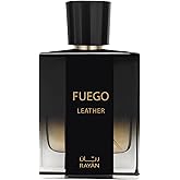 RAYAN Fuego Leather Perfume for Men – Long Lasting Arabian Eau De Parfum, 100mL (3.34 Fl oz) Men Perfume with Bergamot, Lavender, Vetiver, Sandalwood & Amber - Ideal Gift for Father's Day