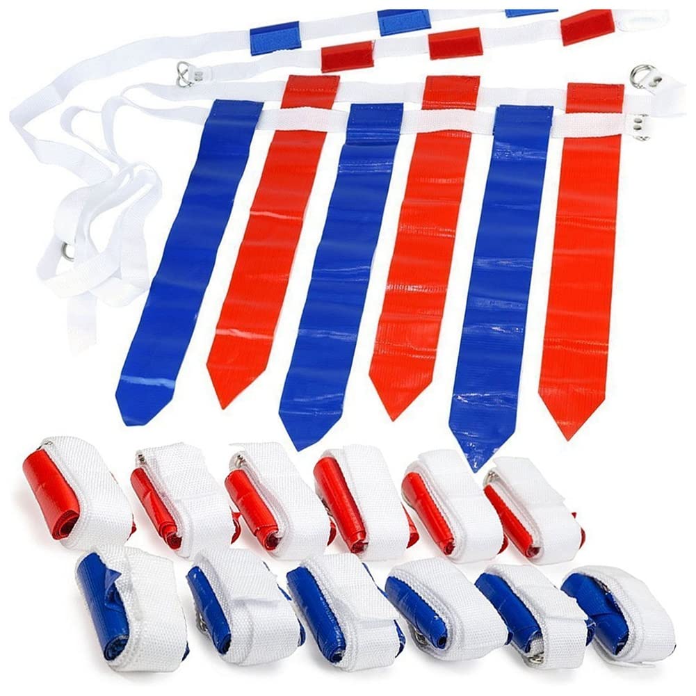 Hopbucan 12 Player Adjustable Sliding Flag Football Set, 3 Flags Per Belt, 36 Flags Total for Adults Players