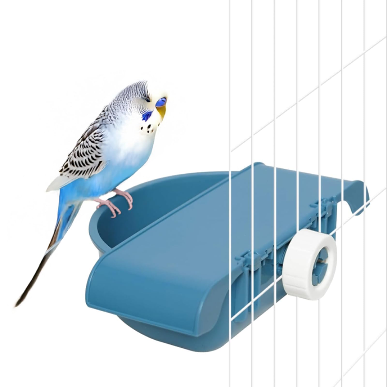 septillar Bird Bath for Cage, Hanging Bird Bathtub Shower Bowl for Parrot Budgie Parakeet Cockatiel (Blue)