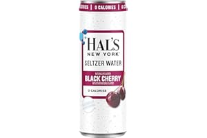 OASIS SNACKS Hal’s New York Seltzer Sparkling Water, Zero Calories, Sugar-Free, Naturally Flavored, 12 Fl Oz Slim Cans (Pack of 24, Black Cherry)