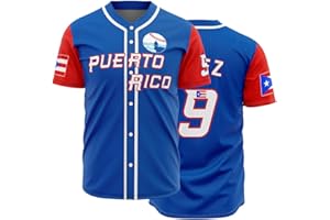 KUYBOBCEL Men's #9 Puerto Rico World Game Classic Baseball Jersey Shirts Stitched