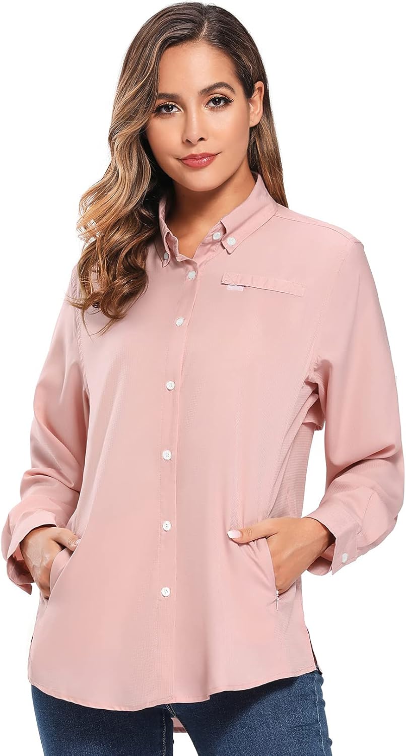 Jessie Kidden Women's Quick Dry Sun UV Protection Convertible Long Sleeve Shirts for Hiking Camping Fishing Sailing : Clothing
