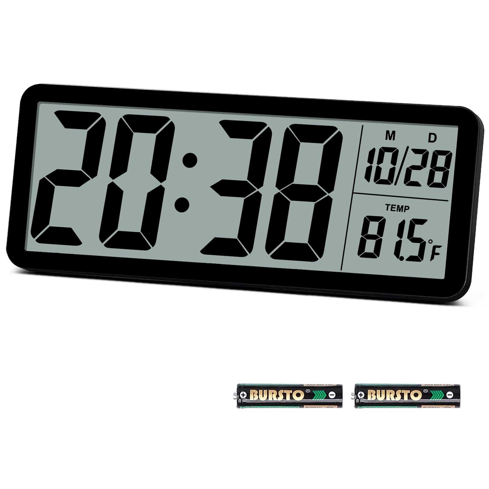 Photo 1 of QINYUNE Digital LCD Wall Clock Easy to Set, 8.5 Inch LCD Screen with Time/Date/Temperature Display,Simple Digital Desk Clock with 12/24H for Bedroom Living Room Office Décor