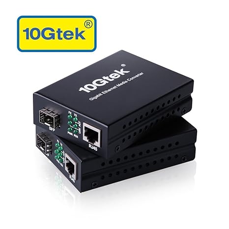 [2 Stück] Gigabit Ethernet LWL Medienkonverter Glasfaser Open SFP Slot, 10/100/1000M RJ45 zu 1000M SFP, mit European Power Ad