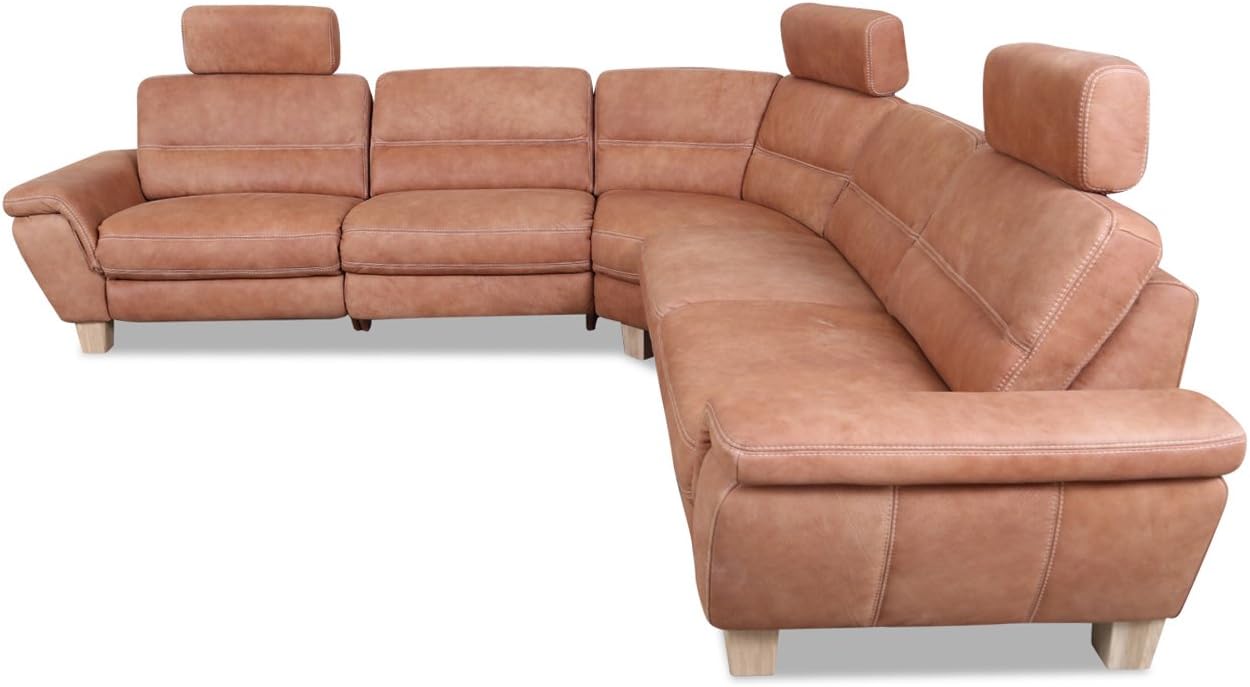 Sofa Couch Leder Rundecke Braun mit Federkern Amazon.de Küche