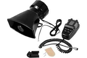 EVGATSAUTO Horn Siren, 12V Horn Siren 7 Sounds Horn with Mic PA Speaker System for Car Boat Van Truck