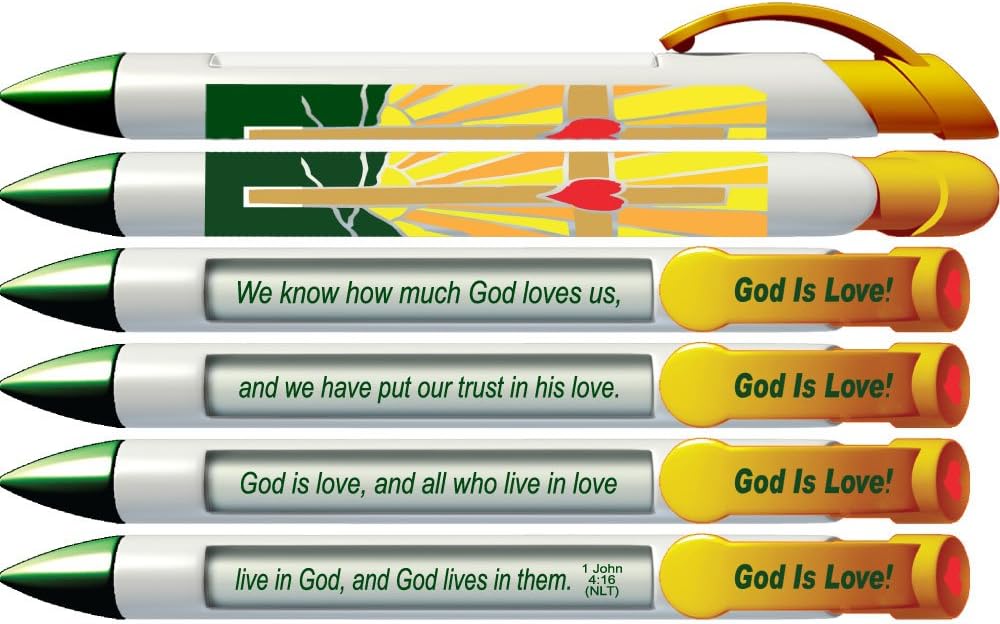 Greeting Pen "God is Love" Scripture Pens, Scripture Verses with Rotating Messages, 6 Pen Set (36052)