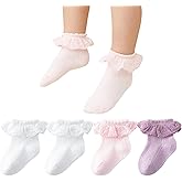 Zumou Toddler Lace Socks Girls Ruffle Eyelet Frilly Princess for Baby Little Kids