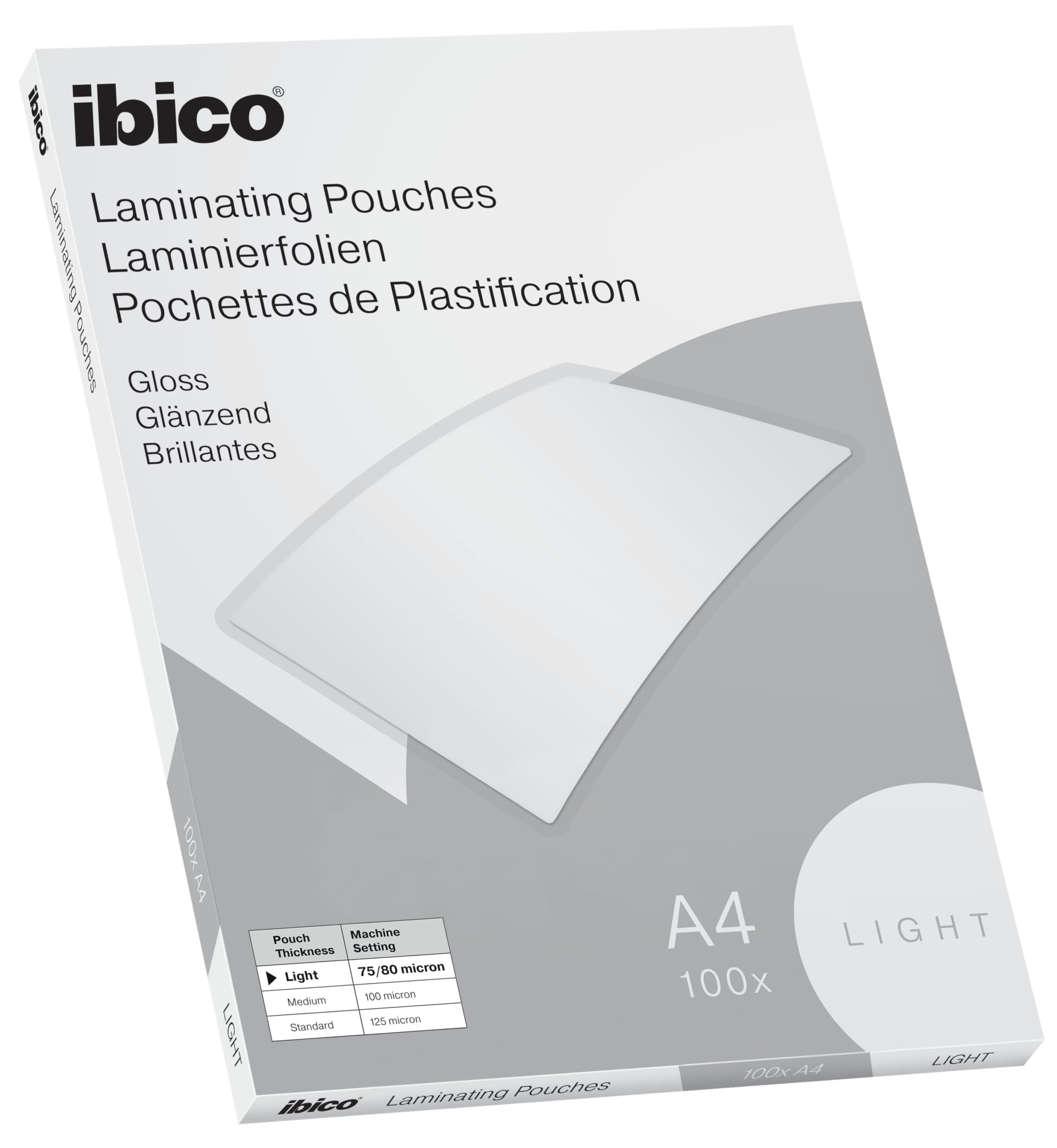 Ibico Basics Laminating Pouches A4, 150 Micron (2x75), Water Resistant, Rounded Corners, Crystal Clear Gloss Finish, Pack of 100 - Premium Quality & Long Lasting Document Protection, 627308