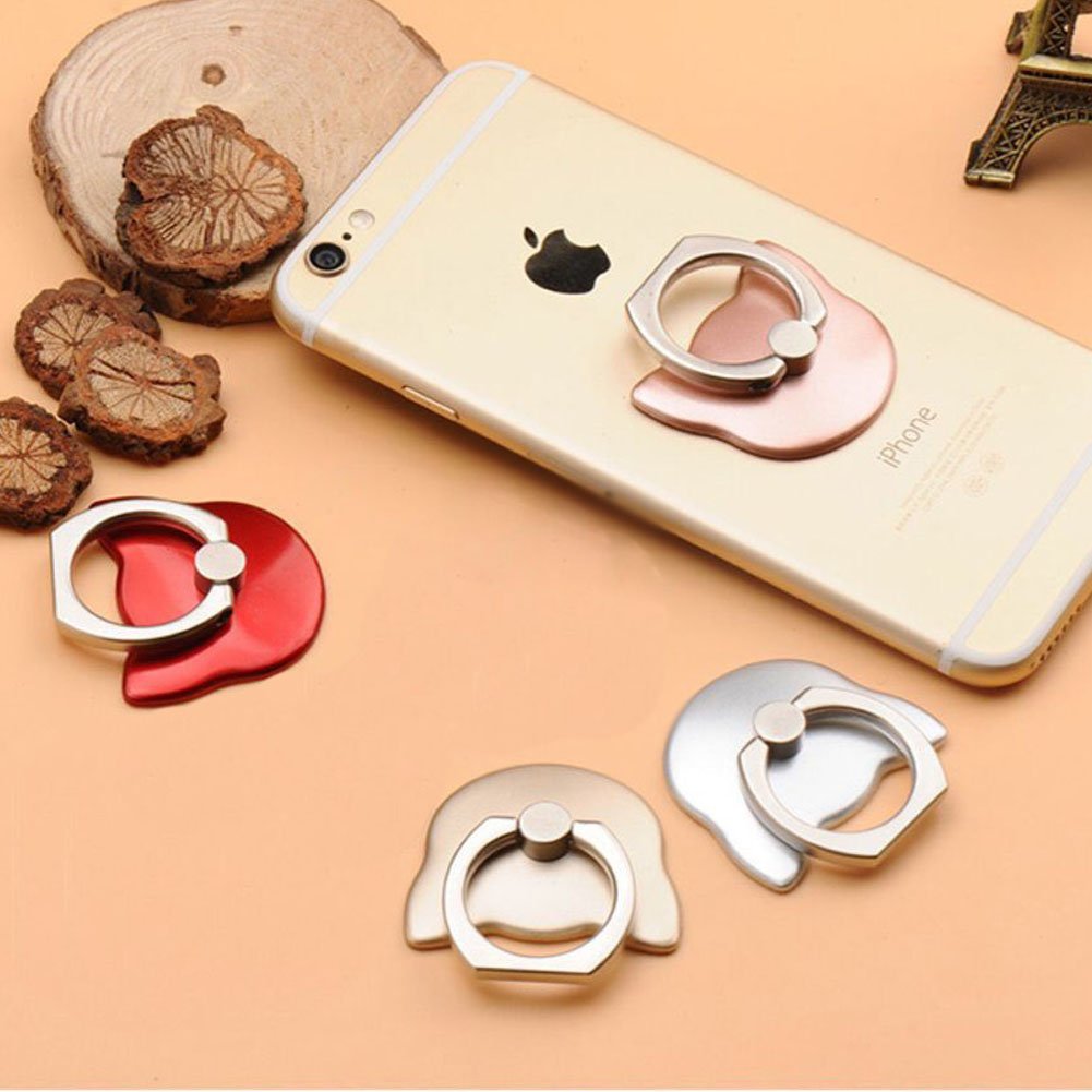 Phone Finger Ring Stand Holder 360° Rotation Universal Cellphone Slacker Stent Phone Bracket for iPhone Smart-phone and Tablets (cat) (Gold)