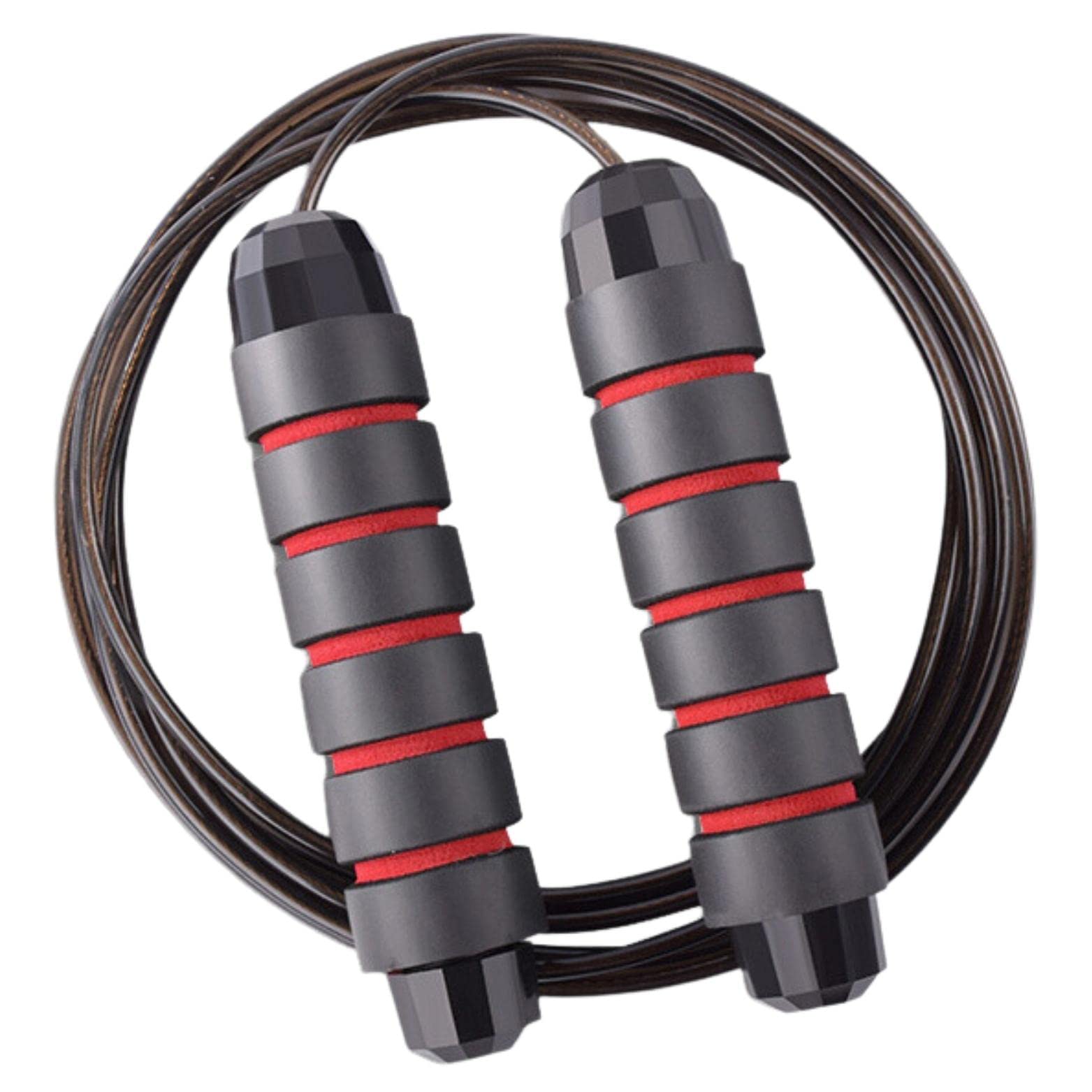 ONEGlobal Steel Reinforced Skipping Rope for Adults | Adjustable Tangle-Free Jump Rope with Comfortable Non-Slip EVA Foam Handle for Workouts, Boxing Exercises (Red)