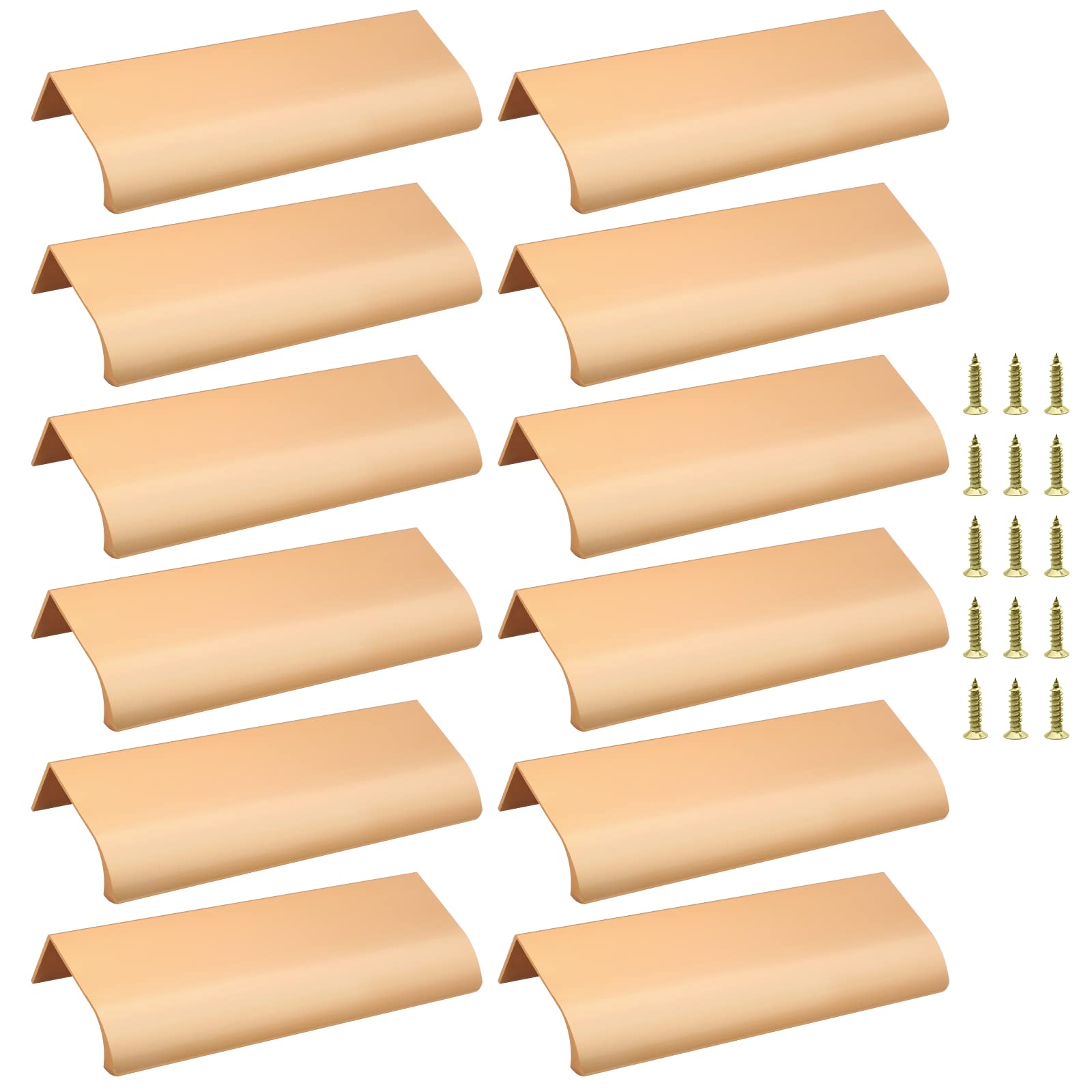 Qjaiune Back Mount Finger Edge Pull 150mm/5.9", Aluminum Hidden Handle Concealed Tab Pulls for Home Kitchen Living Room Door Drawer Cabinet (12Pcs, Gold)