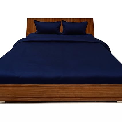 600tc 100% ägyptische Baumwolle elegant Finish 4 Bettdecke Set Spannbettlaken Solid (Pocket Größe: 33 cm), baumwolle, Navy Bl