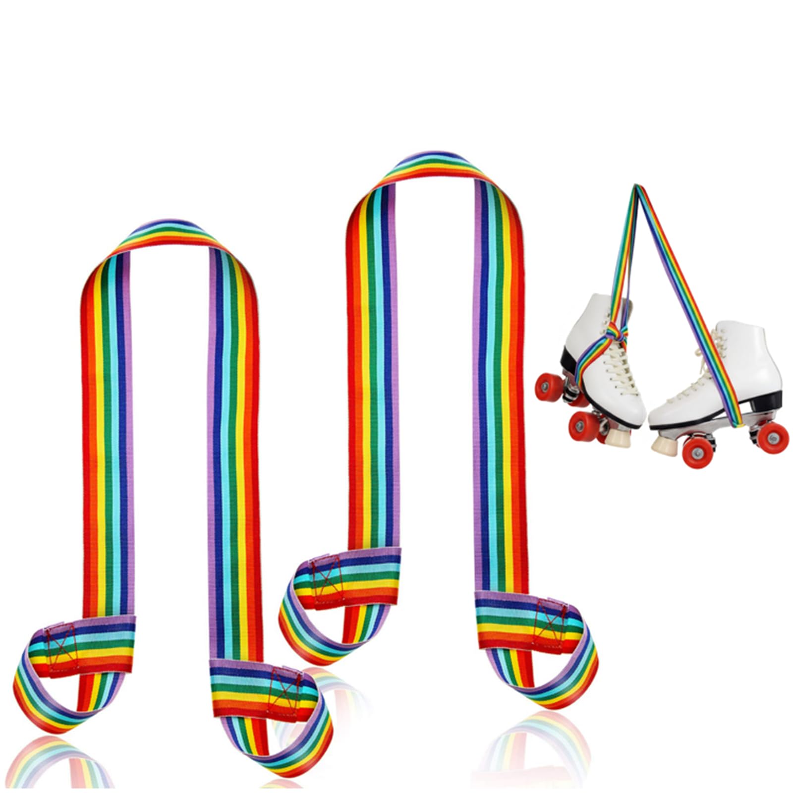 Skylety 2 Pcs Roller Skate Leash Adjustable Stretching Skate Boot Shoulder Strap Carrier for Child Women Men Skating(Rainbow Color Style)