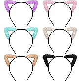 WHAVEL 6PCS Cat Ears Headband Cute Fluffy Cat Headband Cosplay Party Supplies for Women
