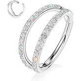 GAGABODY Conch Piercing Double Open Stack with CZ 16 Gauge Hoop Earrings 18g Septum Jewelry 20g Septum Ring Daith Earrings 316L Surgical Steel Lip Rings Helix Rook Cartilage Earrings Hoop