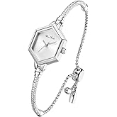Rose Gold Petite Bracelet Watch for Women, Diamond Dress Analog Hexagonal Mini Women Watch Waterproof