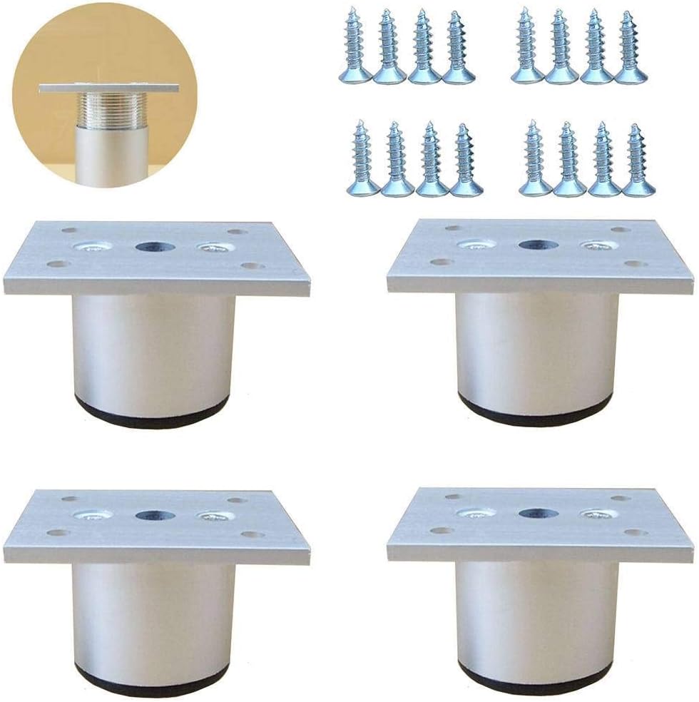 Juego de 4 patas de sofá, patas de muebles ajustables, aleación de