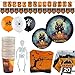 98 Piece Halloween Party Set Including Banner, Plates, Cups, Napkins, Tablecloth, Balloons and Garland, Serves 20