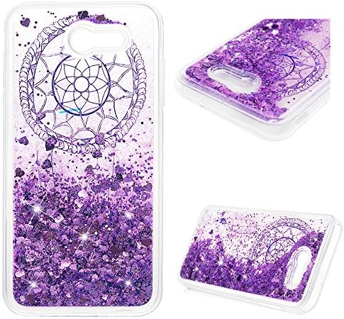 Galaxy J7 V J7V Case, Liquid Glitter Case Bling Shiny Sparkle Flowing Moving Love Hearts Cover Clear Ultral Slim Protective TPU Bumper Shockproof Drop Resistant Case for Samsung Galaxy J7 2017 KASOS