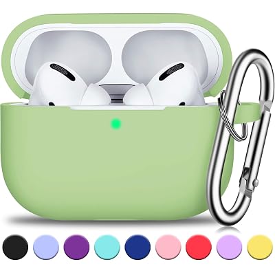 R-fun AirPods Pro Case Cover with Keychain, Full Protective Silicone AirPods Accessories Skin Cover for Women Men Girl with Apple 2019 Latest AirPods Pro Case,Front LED Visible