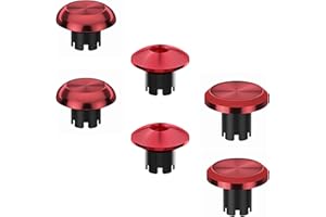 Ceozon Replacement Metal Thumbsticks for Ps5 Edge Controller 6 in 1 Swap Analog Joystick Thumb Grips Accessories Red