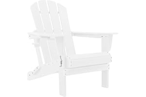 Restcozi Adirondack Chairs, HDPE All-Weather Adirondack Chair, Fire Pit Chairs (Folding with Cup Holders, White)