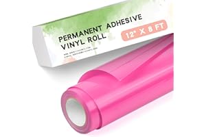 Lya Vinyl Neon Pink Permanent Vinyl - 12" x 8 FT Neon Pink Adhesive Vinyl Roll for Cameo Cutters, Signs, Scrapbooking, Craft Decal