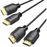 UVOOI Thin HDMI Cable 3FT 2-Pack, 4K Ultra Slim HDMI Cable Flexible Cord | 4K@60Hz, 2K@144Hz, 1080P, High Speed Support HDR, ARC, 18Gbps, Compatible with HDTV, Monitor, Laptop, PS5/PS4, Blu-ray Player